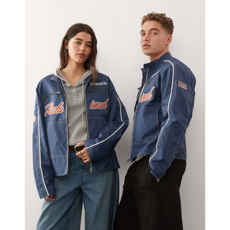 Veste Motard En Coton Vintage Firetrap - Taille S, Couleur Orange, Occasion Très Bon état