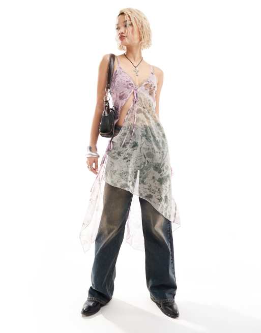 Reclaimed Vintage - Vestito a strati con spalline e stampa floreale mista