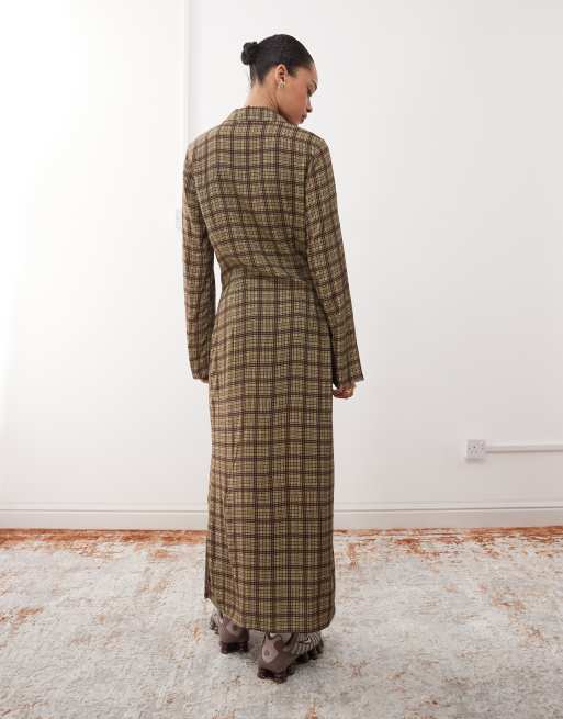 Reclaimed Vintage Vestito chemisier lungo a quadri ASOS