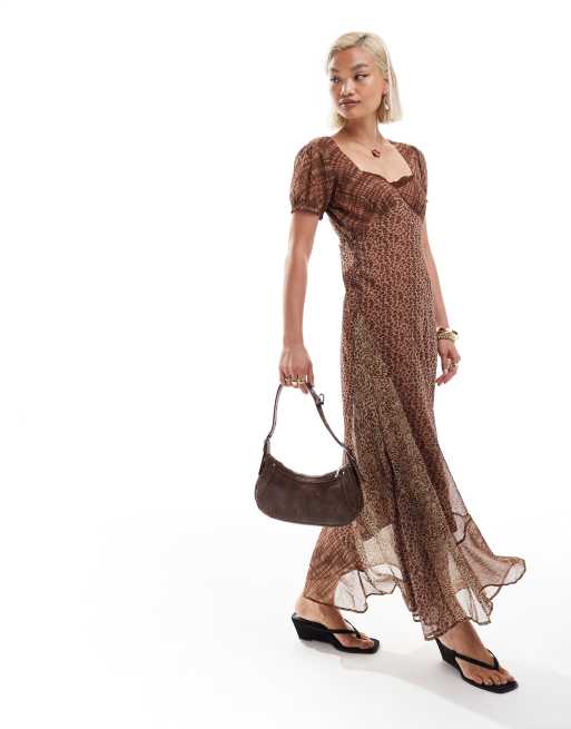 Reclaimed Vintage - Vestito da giorno con stampa animalier mista