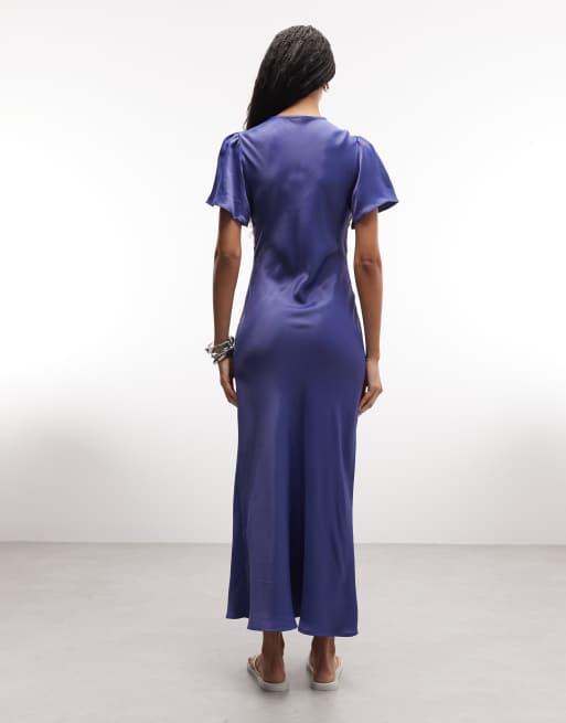 Reclaimed Vintage - Vestito da giorno midi blu con inserti in pizzo, 4 di 4