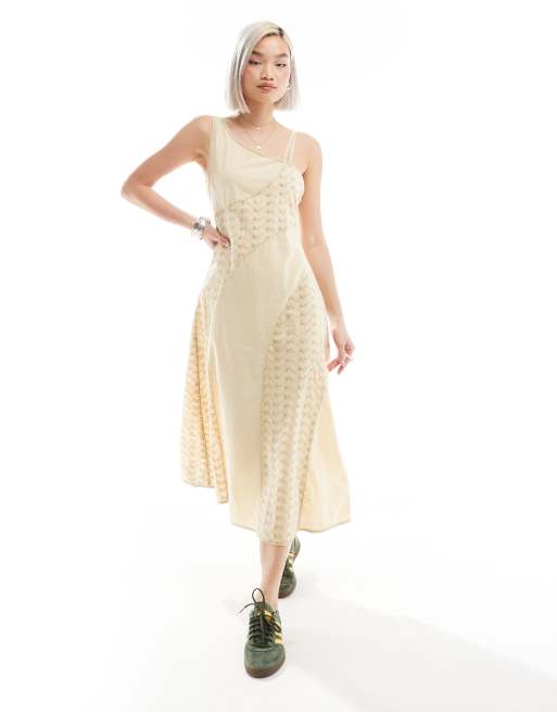 Reclaimed Vintage - Vestito midi monospalla giallo latticello