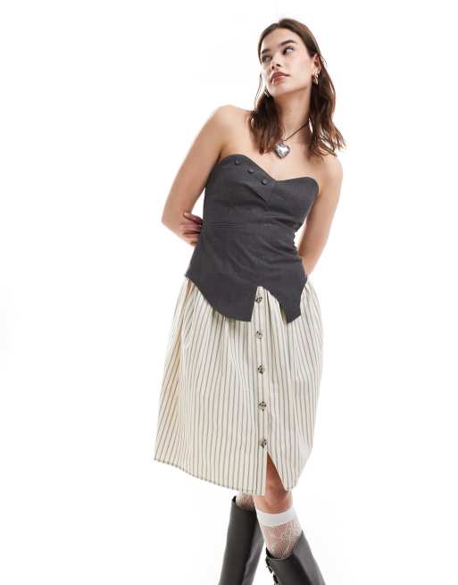 Reclaimed Vintage - Vestito sartoriale ibrido a fascia