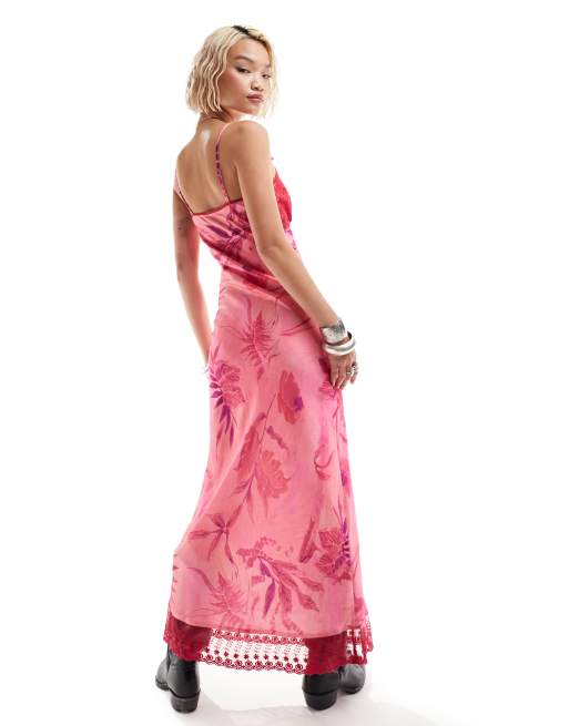 Reclaimed Vintage Vestito sottoveste rosa a fiori ASOS