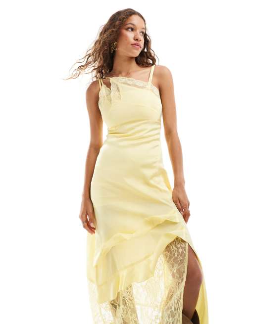 Reclaimed Vintage Vestito sottoveste stile lingerie giallo con