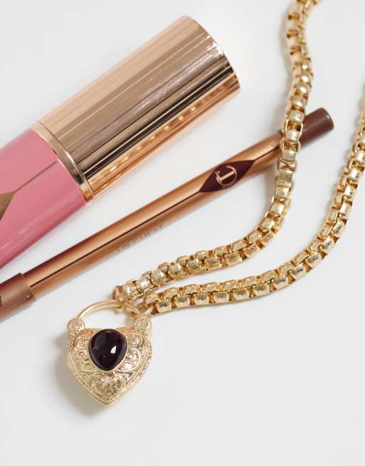 Reclaimed Vintage victorian style locket choker with red stone, 2 of 4