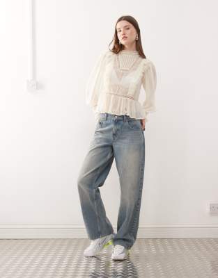 Reclaimed Vintage Victoriana Blouse With High Neck In White