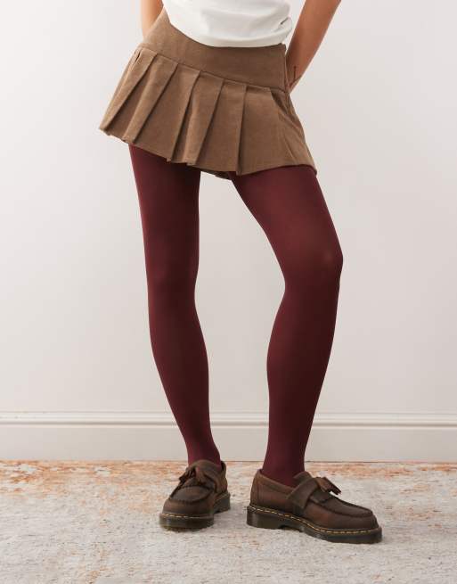 Reclaimed Vintage – Vinröda tights i 80 denier