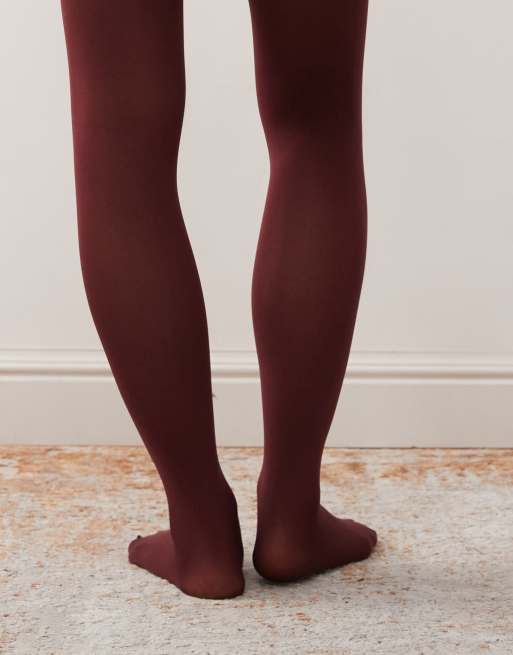Reclaimed Vintage – Vinröda tights i 80 denier, 3 av 3