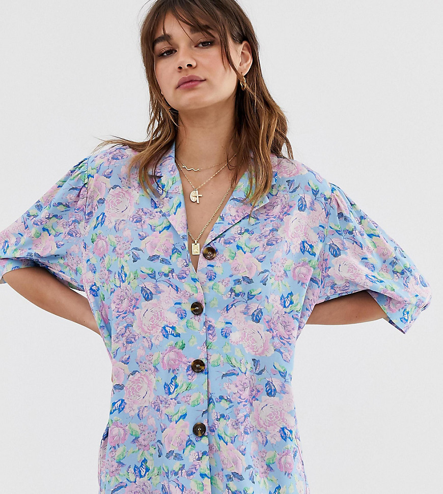 Reclaimed Vintage – Vintageinspirerad blommig skjorta med knappar-Flerfärgad