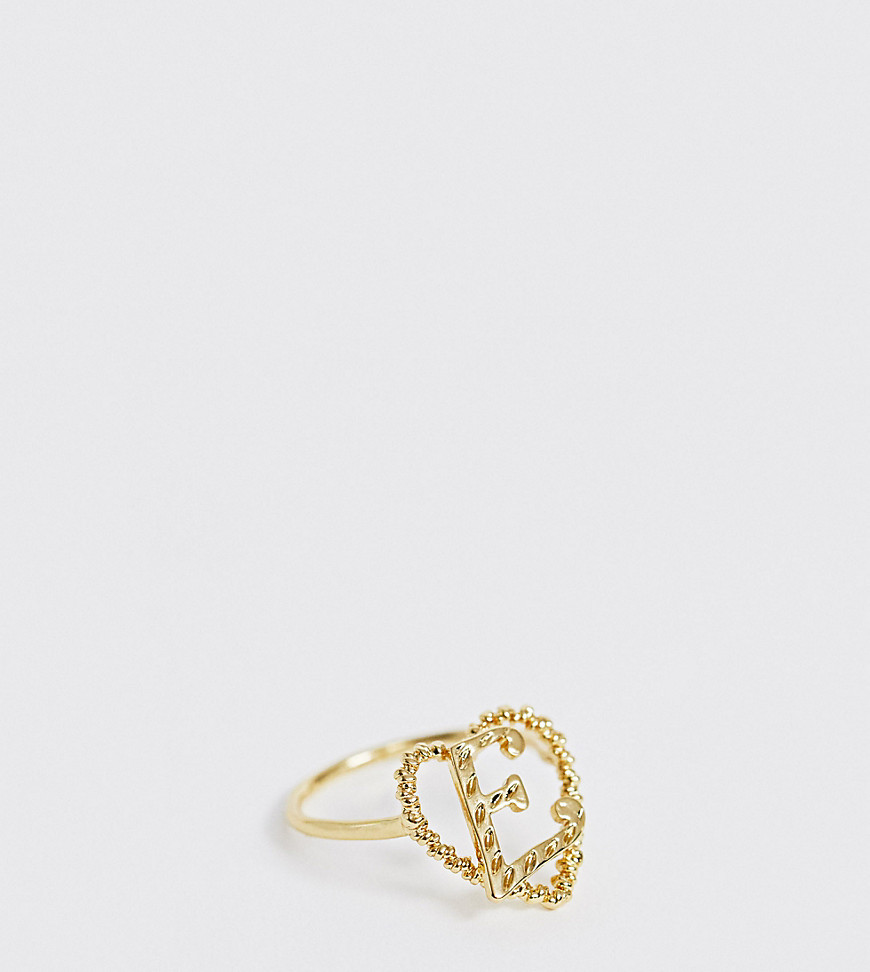 Reclaimed Vintage – Vintageinspirerad, guldpläterad ring med E-initial