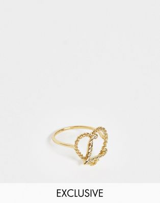 Reclaimed Vintage – Vintageinspirerad guldpläterad ring med L-initial