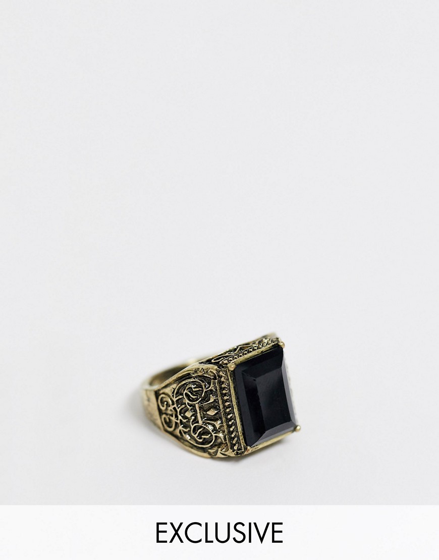 Reclaimed Vintage – Vintageinspirerad ring med stendetalj – Endast hos ASOS-Guld