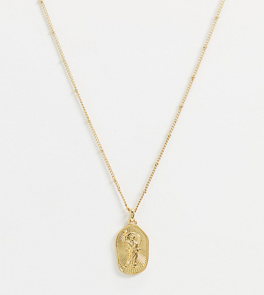 Reclaimed Vintage – Vintageinspirerat halsband i 14k guldplätering med gudinnan Hestia
