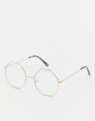 Reclaimed Vintage - vintageinspirerede ottekantede briller i guld - kun hos ASOS