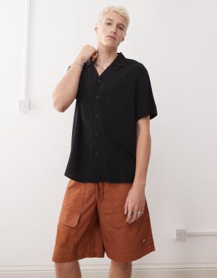 Viskose-Hemd in Schwarz Schwarz XS