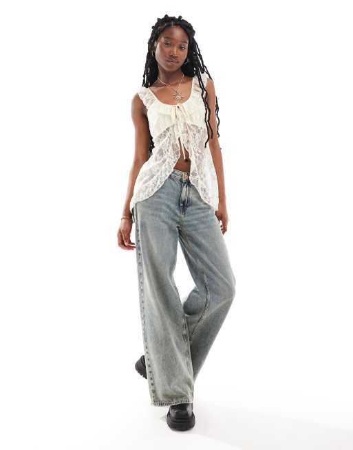 Reclaimed Vintage – Vit tunikatopp i babydoll-stil