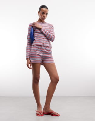 Reclaimed Vintage Waffle Knit Micro Shorts In Pink