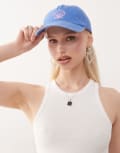 [Reclaimed Vintage] Reclaimed Vintage washed blue cap with pink embroidered shell One Size BLUE