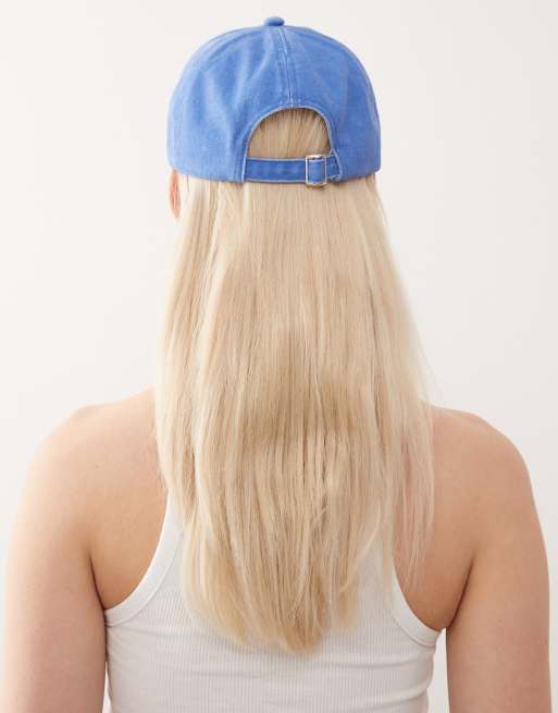 Reclaimed Vintage washed blue cap with pink embroidered shell, 2 of 3