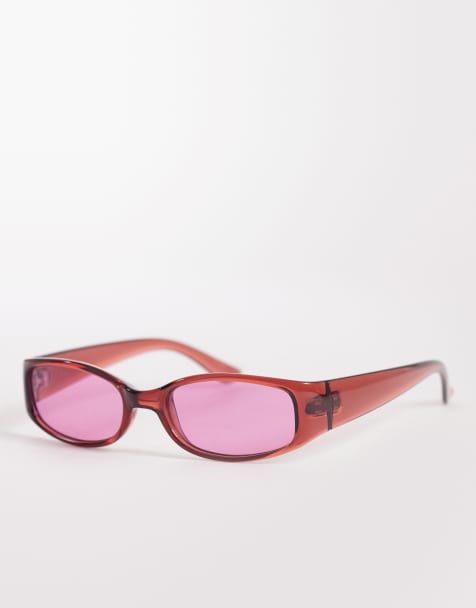 Reclaimed Vintage – Wąskie prostokątne okulary przeciwsłoneczne w kolorze czerwonym - view 1