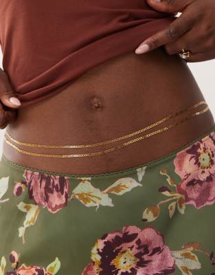 waterproof stainless steel belly chain 2 pack in gold tone