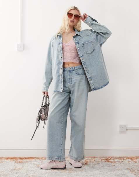 Reclaimed Vintage – Weit geschnittene Baggy-Denim-Jeans in verwaschenem Blau, Kombiteil - view 1