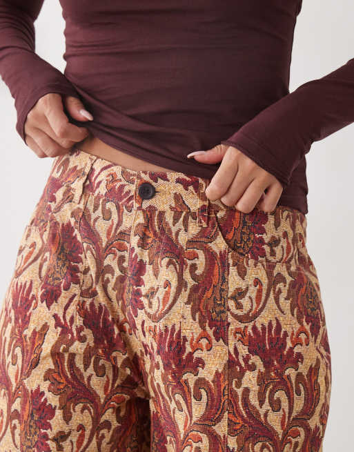 Reclaimed Vintage – Weite Hose mit Gobelin-Muster und abgerundetem Bein , 2 von 5