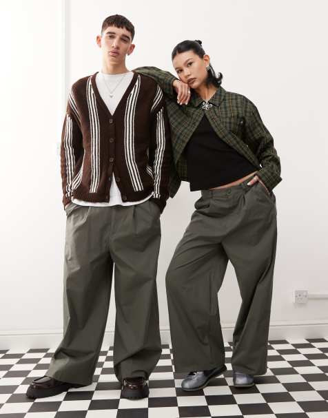 Reclaimed Vintage – Weite Unisex-Hose in Grau mit Bundfalte vorne - view 1