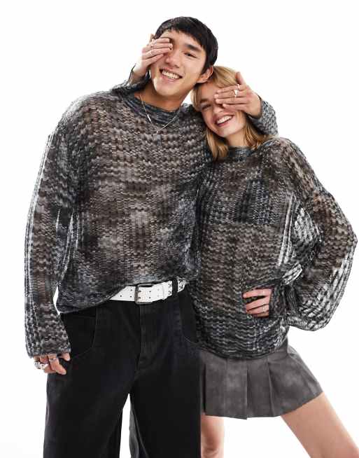Reclaimed Vintage – Weitmaschiger Unisex-Strickpullover in Blau 