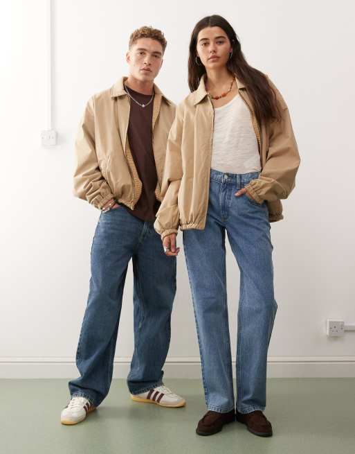 Reclaimed Vintage – Wendbare Harrington-Trainerjacke im Unisex-Design in kariertem Hellbraun, 3 von 4