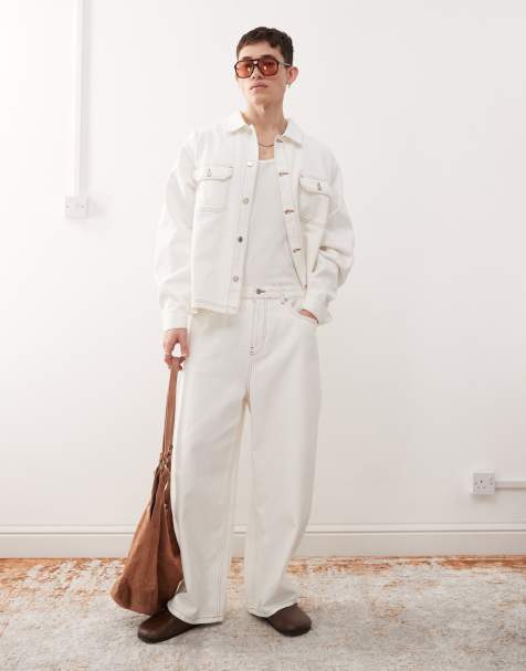 Reclaimed Vintage western baggy jean in ecru with contrast stitch - part of a set - view 1