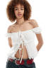 Stradivarius linen look tiered mini skirt in natural 