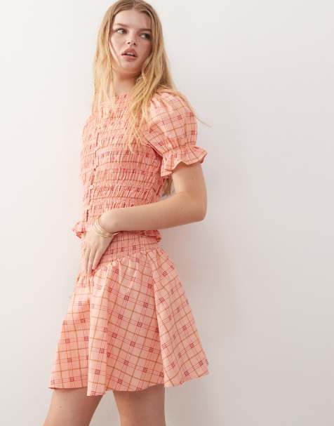 Reclaimed Vintage western co-ord with shirring in pink check - view 1