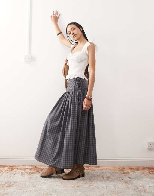 Reclaimed Vintage western cowgirl prairie top in white broderie