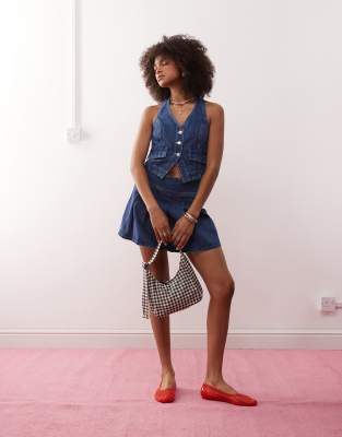 Reclaimed Vintage Western Denim Halter Neck Top
