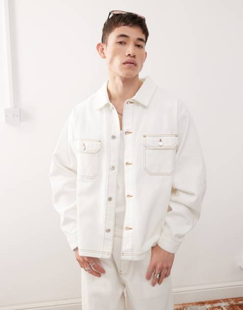 Reclaimed Vintage western denim shirt co-ord in ecru with contrast stitch - view 1