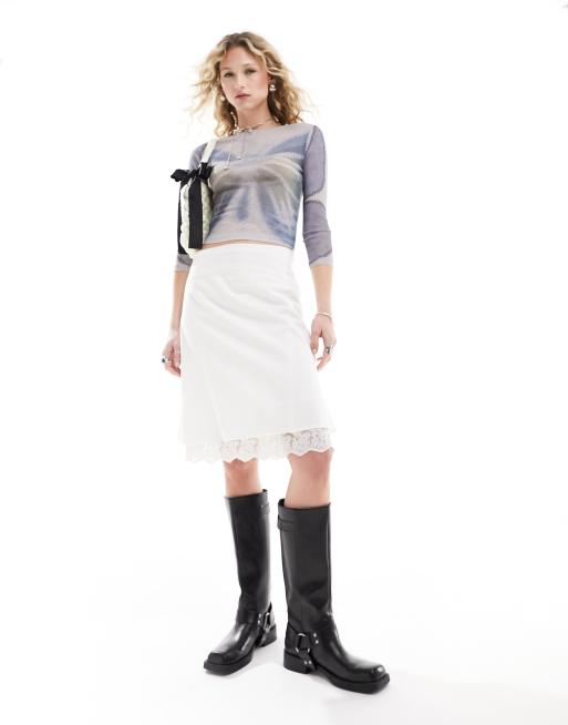 Reclaimed Vintage - Western midi cowgirlrok met kanten afwerking