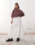 [Reclaimed Vintage] Reclaimed Vintage western midi skirt with tie sides in white poplin 10 white