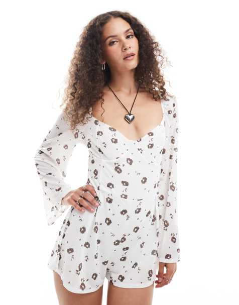 Reclaimed Vintage western playsuit in ditsy print - view 1