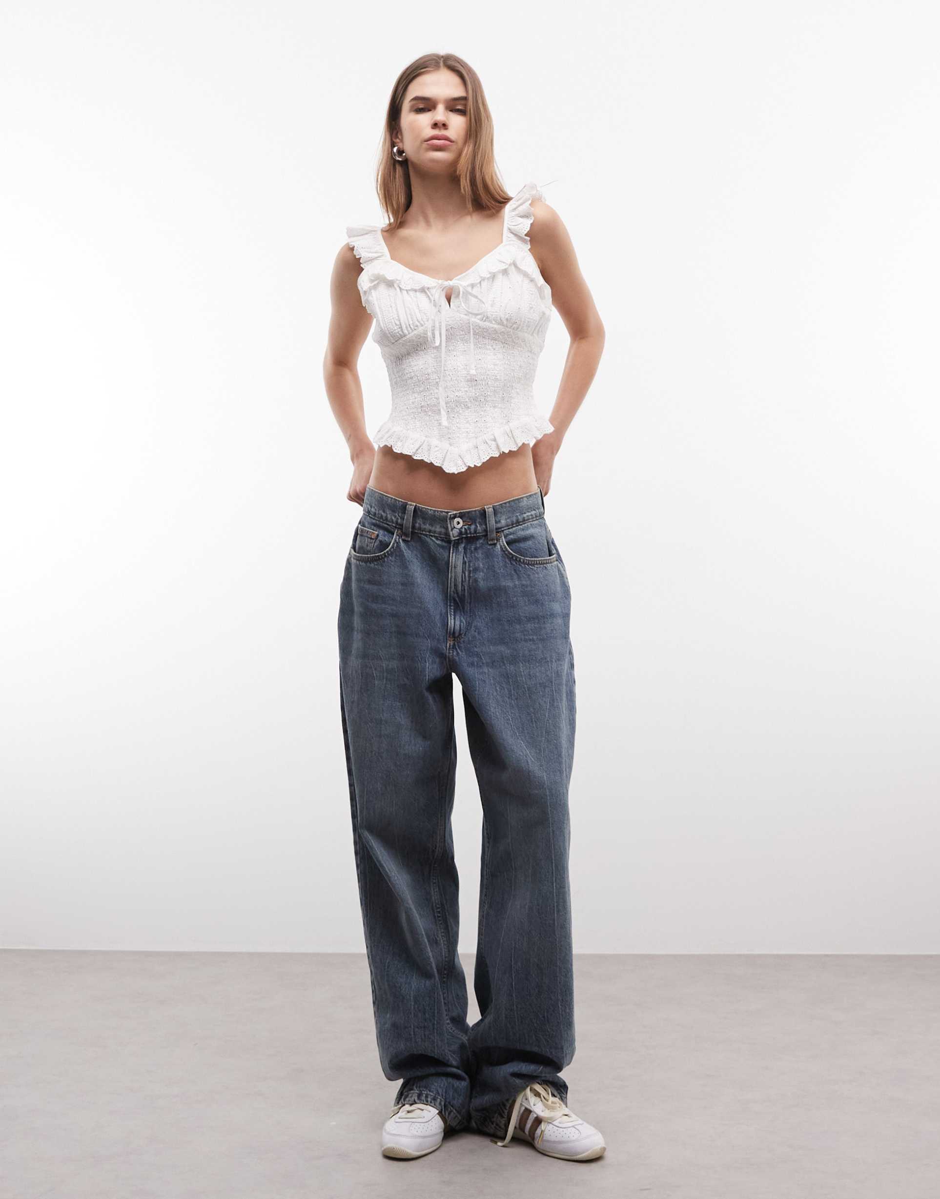 reclaimed vintage western prairie top in white
