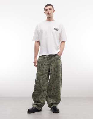 Reclaimed Vintage Wide Leg Baggy Jeans In Green