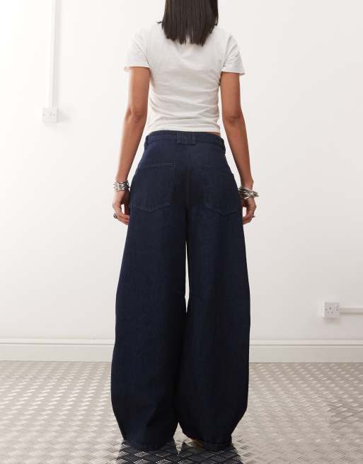 Reclaimed Vintage extreme barrel jeans in mid blue wash