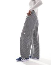 DTT Del high waisted trousers in grey pinstripe | ASOS