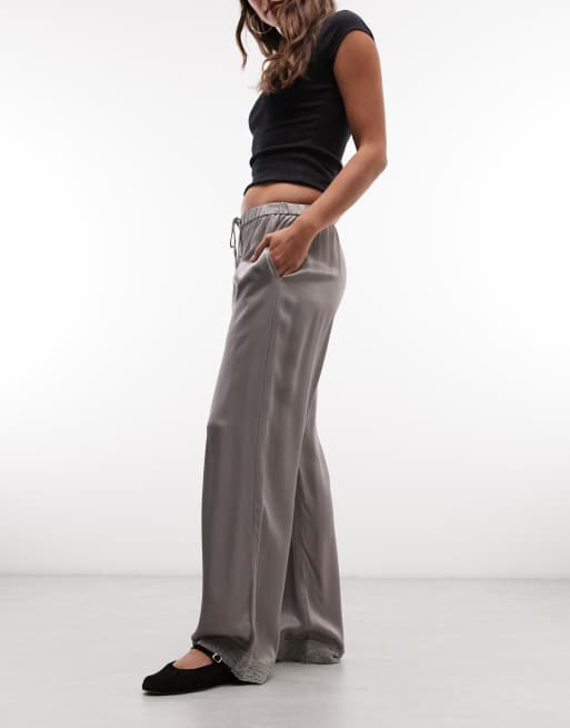 Reclaimed vintage wide leg pant in satin, 5 of 5