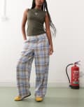 [Reclaimed Vintage] Reclaimed Vintage wide leg pants in blue check-Multi XS multi