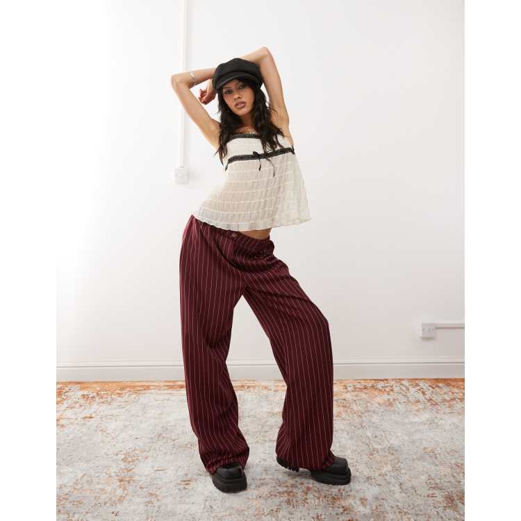 【BAON】Ronce Stripe Suede Wide Banding Pants lessspan-style-background-