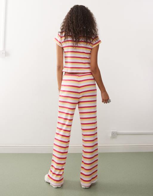 Reclaimed Vintage wide leg pants in multi stripe - part of a set, 4 of 5