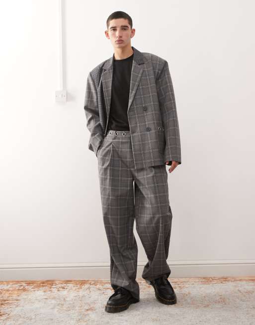 Reclaimed Vintage wide leg pants in spliced check