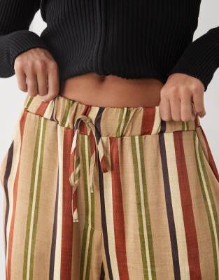 Reclaimed Vintage Wide Leg Pull On Pants In Multi